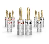 VCELINK Connettori a Banana Placcato Oro 24K da 0,75 mm a 4 mm 8 Pezzi, Connettori per Diffusori, Spina a Banana per Altoparlanti, Amplificatori e Altri Ricevitori Audio