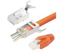 VCELINK Connettori RJ45 Cat7 Cat6A Passanti, Plug RJ45 Schermato Per Cavo di Rete Cat7 Cat6A Con Ausilio per Infilatura e Protezione Antipiega, 20 Pezzi