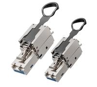 VCELINK Connettori RJ45 Cat7 Schermato, Riutilizzabili Senza Attrezzi, Placcato Oro, Per Cavo Ethernet di Rete FTP STP SFTP UTP 22-26AWG, 10 Gbps 600MHz, 2 Pezzi