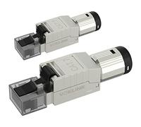 VCELINK Connettori RJ45 Senza Attrezzi Cat7, Plug RJ45 Schermato per Cat7 Cat6A Cat6, Adattatore Cavo di Rete Schermato Custodia in Metallo, 2 Pezzi