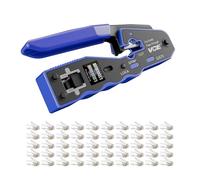 VCELINK Pinza Crimpatrice RJ45 con 50X Connettori RJ45 CAT6 Passanti