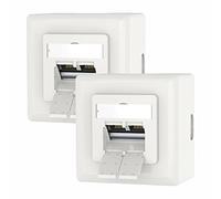 VCELINK Presa di Rete Universale Cat6A, 2 Porte RJ45 Presa Lan, Presa Dati da Parete o da Incasso - Schermata, Presa RJ45 di Rete 10 Gigabit Ethernet, EIA/TIA 568A & B, Bianco