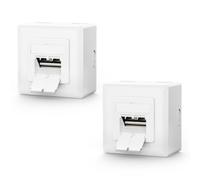 VCELINK Presa RJ45 Cat6A Schermata 2 Porte 10 Gigabit da Parete 2 pezzi | Categoria 6A schermata supporta trasmissione 10 Gigabit, conforme standard EIA/TIA con bassa interferenza