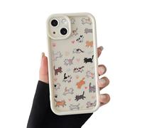 VCGFJD Custodia per iPhone 14 Plus, graziosa custodia protettiva vintage disegnata a mano con gatti e cuori in stile cartone animato, alla moda, sottile, morbida, antiurto, custodia protettiva per