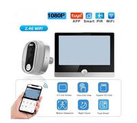 VChics Videocitofono, Videocitofono intelligente Tuya, campanello Wi-Fi con telecamera 1080P, spioncino digitale schermo LCD da 4,3", registrazione rilevamento del movimento PIR(Silver,With 32G card)