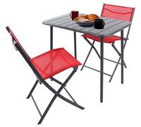 VCM 3-TLG Gartenmöbel Set | Sitzgruppe Essgruppe | 1xTisch, 2X Stühle | Tisch Maße ca. H. 72 x B. 80 x T. 55 cm | Klappbar | Garten Set - Sumila Rot