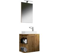 VCM 3-TLG Set | Waschplatz für Gäste WC | Gästebad | Waschtisch | Badezimmer Set - Hausa SP Honig-Eiche