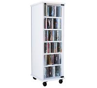 VCM 30025 CD/Dvd-Torre Valenza Girevole per 300 CD Legno 93 x 31 cm, Bianco