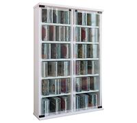 VCM 30057 CD/Dvd mobili Galleria per 300 Legno CD 91,5 x 60 cm, Bianco | Scaffale multimediale per CD e DVD, soggiorno o ufficio, per gli amanti della musica e del film, in legno e vetro
