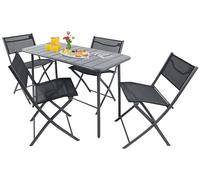 VCM 5-TLG Gartenmöbel Set | Sitzgruppe Essgruppe | 1xTisch, 4X Stühle | Tisch Maße ca. H. 72 x B. 110 x T. 55 cm | Klappbar | Garten Set - Sumila Schwarz