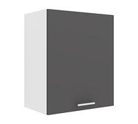 VCM Armadio da cucina, larghezza 50 cm, porta in legno, pensile da cucina, mobili da cucina, colore: bianco/antracite