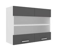 VCM Armadio da Cucina Larghezza 80 cm Anta Vetro Opaco Armadio a Muro Cucina Mobili Esilo Armadio da Cucina Larghezza 80 cm Anta Vetro Opaco Armadio a Muro Cucina Mobili Esilo Bianco/Antracite