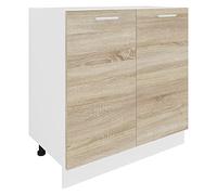 VCM Armadio da Cucina Larghezza 80 cm Ante battenti Base Cucina Mobili da Cucina Esilo Armadio da Cucina Larghezza 80 cm Ante battenti Base Cucina Mobili da Cucina Esilo Bianco/Rovere Sonoma