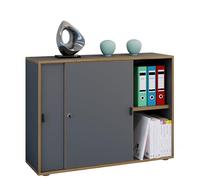 VCM Büroschrank mit 2 Fächern | moderner Aktenschrank mit Schiebetüren | Maße ca. H. 74 x B. 100 x T. 37 cm- Salia 2-Fach Anthrazit