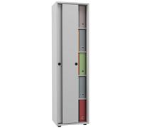 VCM Büroschrank mit 5 Fächern | moderner Aktenschrank mit Schiebetüren | Maße ca. H. 168 x B. 49 x T. 38 cm - Ulas 5-Fach Weiß