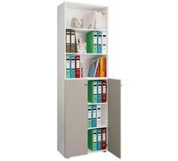 VCM Büroschrank mit 6 Fächern | Büroregal | moderner Aktenschrank mit Drehtüren | Maße ca. H. 220 x B. 70 x T. 40cm - Lona 6-Fach Weiß/Grau
