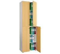 VCM Büroschrank mit 6 Fächern | moderner Aktenschrank mit Drehtüren | Maße ca. H. 220 x B. 70 x T. 40cm - Lona 6-Fach Weiß/Buche