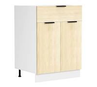VCM cucina mobili, mobile cucina base Mobile da cucina larghezza 60 cm cassettiera cucina mobili da cucina Fasola Rovere bianco/miele