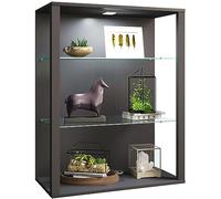 VCM Glasvitrine hängend | Vitrine Glas mit ESG-Sicherheitsglas | Maße ca. H. 90 x B. 70 x T. 35 cm | Hängevitrine Glas | Modern und platzsparend | Glas Vitrinenschrank - Glasol LW Anthrazit