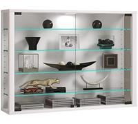 VCM Glasvitrine hängend | Vitrine Glas mit ESG-Sicherheitsglas | Maße: H. 60 x B. 83 x T. 18 cm | Hängevitrine Glas | Modern und platzsparend | Glas Vitrinenschrank - Vitrosa L Weiß