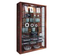 VCM Glasvitrine hängend | Vitrine Glas mit ESG-Sicherheitsglas | Maße: H. 91 x B. 59 x T. 18 cm | Hängevitrine Glas | Modern und platzsparend | Glas Vitrinenschrank - Vitrosa Mini Kern-Nussbaum