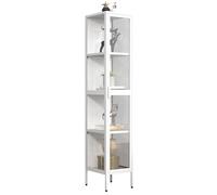 VCM Glasvitrine stehend | Vitrine Glas mit ESG-Sicherheitsglas | Maße ca. H. 160 x B. 30 x T. 35 cm | Standvitrine Glas | Modern und platzsparend | Glas Vitrinenschrank - Floka XL Weiß