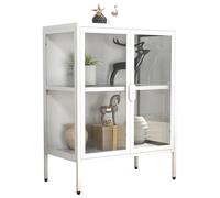 VCM Glasvitrine stehend | Vitrine Glas mit ESG-Sicherheitsglas | Maße ca. H. 80 x B. 60 x T. 35 cm | Standvitrine Glas | Modern und platzsparend | Glas Vitrinenschrank - Floka S Weiß