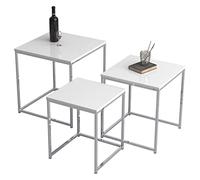 VCM Glisal Set 3 Pezzi Tavolino Da Divano Tavolino Bianco 40x40x42 Cm