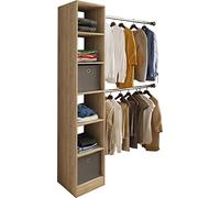 VCM Holz Kleiderschrank | offener Schrank | begehbarer Kleiderregal | Dachschrägen Regal | Maße ca. B. 38 x H. 194 x T. 40 cm- Dacho LLL Sonoma-Eiche