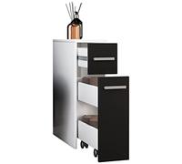 VCM Holz Midischrank | Nischenschrank | Maße: H. 61 x B. 20 x T. 45 cm | Raumteiler | 2 Schubladen - Zalo Weiß/Schwarz