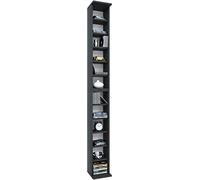 VCM Holzregal stehend | platzsparender CD Schrank für 204 CDs Oder 72 DVDs | Maße: H. 180 x B. 21 x T. 20 cm | Elegantes Dvd Regal stehend | Blu-Ray Regal | CD Regal - Bigol Schwarz