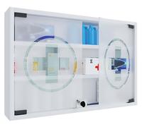 VCM Medizinschrank | Maße ca. H. 40 x B. 80 x T. 10 cm | Apothekerschrank abschließbar | hängend | Arzneischrank - Hustila L Weiß