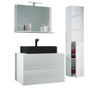 VCM Mobile 4 Pezzi Lavabo Set di mobili da Bagno Lavabo Lendas-BL Larghezza 80 cm L Cassetto Mobile 4 Pezzi Lavabo Set di mobili da Bagno Lavabo Lendas-BL Larghezza 80 cm L Cassetto Bianco