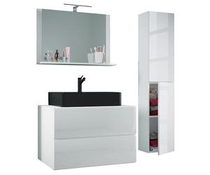 VCM Mobile 4 Pezzi Lavabo Set di mobili da Bagno Lavabo Lendas-BL Larghezza 80 cm L Cassetto Mobile 4 Pezzi Lavabo Set di mobili da Bagno Lavabo Lendas-BL Larghezza 80 cm L Cassetto Bianco
