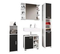 VCM Mobile da Bagno Completo di 4 Pezzi Mobile da Bagno Mobile da Bagno Mobile a Colonna Zalo I Mobile da Bagno Completo di 4 Pezzi Mobile da Bagno Mobile da Bagno Mobile a Colonna Zalo I Nero