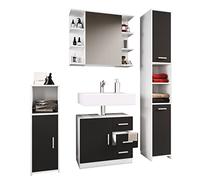 VCM Mobile da Bagno Completo di 4 Pezzi Mobile da Bagno Mobile da Bagno Mobile Alto Zalo LLL Mobile da Bagno Completo di 4 Pezzi Mobile da Bagno Mobile da Bagno Mobile Alto Zalo LLL Nero