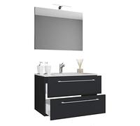 VCM Mobile lavabo 3 Pezzi Set di mobili da Bagno Lavabo Badinos Cassetto Specchio Mobile lavabo 3 Pezzi Set di mobili da Bagno Lavabo Badinos Cassetto Specchio Nero