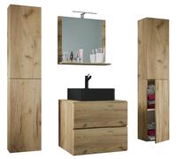 VCM Mobile lavabo 5 pezzi Set di mobili da bagno Lavabo Lendas BL larghezza 60 cm Cassetto XL Mobile lavabo 5 pezzi Set di mobili da bagno Lavabo Lendas BL larghezza 60 cm Cassetto XL Quercia da miele