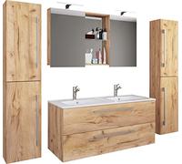 VCM Mobile lavabo Doppio 5 Pezzi 2 lavabi Set di mobili da Bagno Lavabo Budasi SC Mobile lavabo Doppio 5 Pezzi 2 lavabi Set di mobili da Bagno Lavabo Budasi SC Quercia da Miele