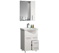 VCM Mobiletto 3 Pezzi Lavabo Set di mobili da Bagno Lavabo Cassetto Specchiera Lisalo L Mobiletto 3 Pezzi Lavabo Set di mobili da Bagno Lavabo Cassetto Specchiera Lisalo L Bianco