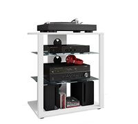 VCM Mobiletto Rack HiFi Scaffale Phono Scaffale Phono Media in Vetro Folas Mobiletto Rack HiFi Scaffale Phono Scaffale Phono Media in Vetro Folas Bianco