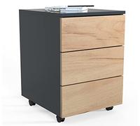 VCM Rollcontainer | Beistellcontainer mit Schubladen |Maße ca. H. 55 x B. 39 x T. 70 cm | Bürocontainer - Dalosa 3 Schubladen Anthrazit/Honig-Eiche