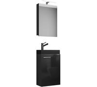 VCM Set di 3 Pezzi per Il Bagno WC Ospiti Lavabo Piccolo e Stretto Slito SC-BL Set di 3 Pezzi per Il Bagno WC Ospiti Lavabo Piccolo e Stretto Slito SC-BL Nero