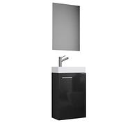 VCM Set di mobili da Bagno a 3 Pezzi WC Ospiti Lavabo per Bagno Ospiti Piccolo e Stretto Slito SP Set di mobili da Bagno a 3 Pezzi WC Ospiti Lavabo per Bagno Ospiti Piccolo e Stretto Slito SP Nero