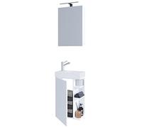 VCM Set di mobili da Bagno a 3 Pezzi WC Ospiti Lavabo Piccolo e Stretto Mobile a Specchio Lumia Set di mobili da Bagno a 3 Pezzi WC Ospiti Lavabo Piccolo e Stretto Mobile a Specchio Lumia Bianco