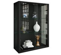 VCM Udina Vetrina a Parete, Legno, Nero, 80 x 60 x 25 cm