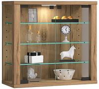 VCM Vetrina a Muro in Vetro Vitrosa S Quercia da Miele, H. 40 x B. 43 x T. 18 cm, 3 Ripiani Regolabili, Montaggio a Parete, Colore Oak