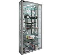 VCM Vetrina pensile con vetro temperato di sicurezza, dimensioni ca. 115 x 59 x 18 cm (altezza x larghezza x profondità), moderno e salvaspazio Vitrosa Maxi specchio argento