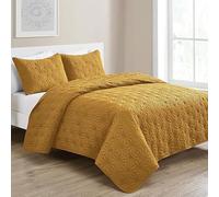 VCNY Home - Set copripiumino king size, double-face, con federe abbinate, ultra morbido e resistente alle pieghe, di peso medio, uso tutto l'anno (collezione Serena, oro)