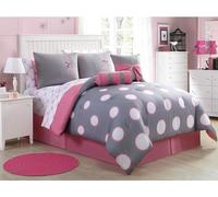 VCNY Home Set di 10 piumoni Bed-in-a-bag, in microfibra, grigio/rosa, completo